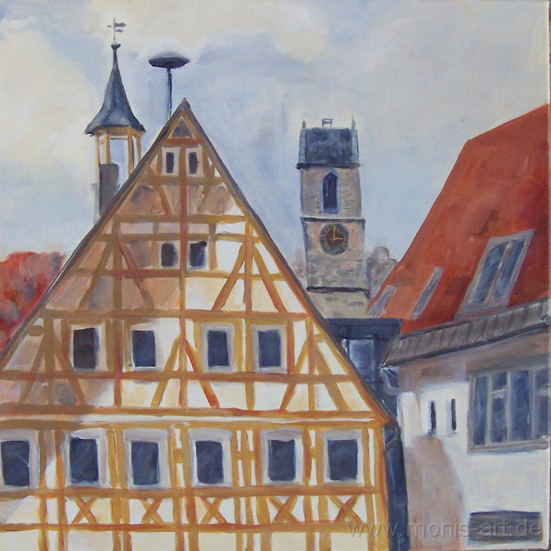 Rathaus Dolfeng.jpg - Rathaus N’tailfingen (2004) - Acryl auf Leinwand (50 x 50)