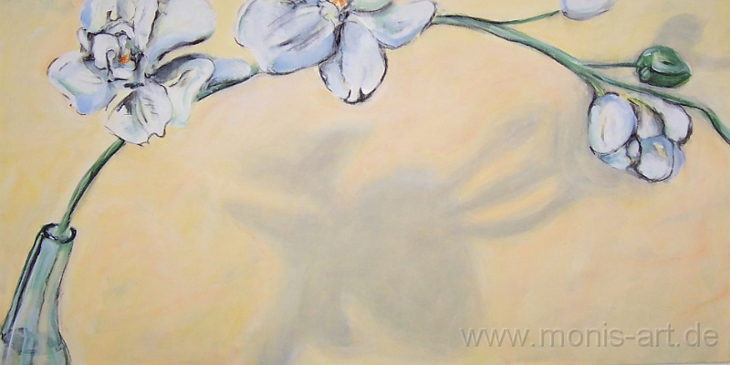 Orchidee.jpg - Orchidee mit Schatten (2002)  -  Acryl / Kohle auf Leinwand (50 x 100)