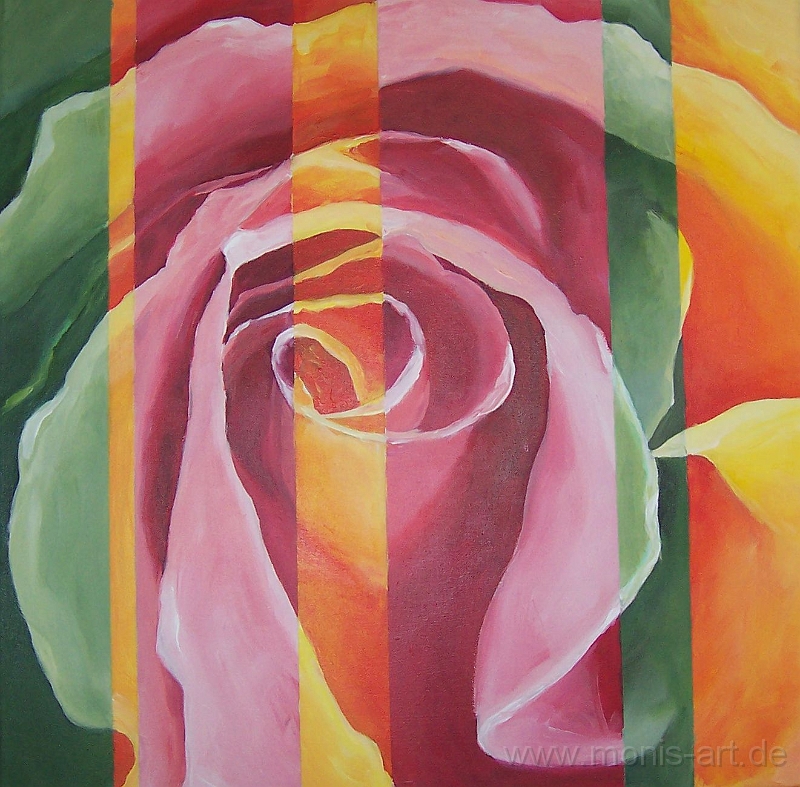 Rose_gestreift.jpg - Rose gestreift (2004) - Acryl auf Leinwand (50 x 50)
