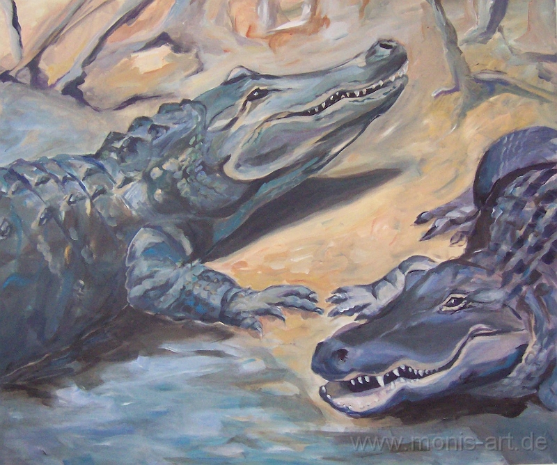 Krokodile.jpg - Krokodile  (2002) -  Acryl auf Leinwand (100 x 120)