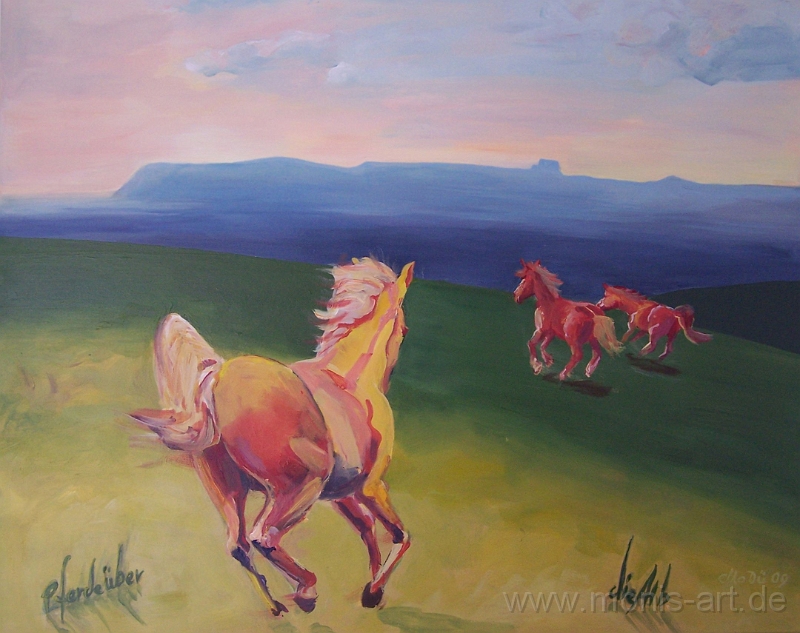 Pferde über die Alb.jpg - Pferde über die Alb (2010) - Acryl auf Leinwand (80 x 100)